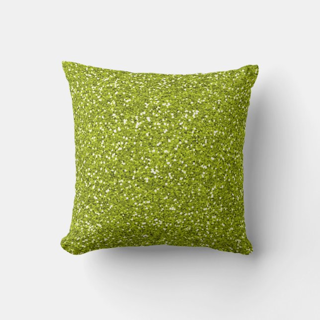 Stylish Lime Green Glitter Throw Pillow (Front)