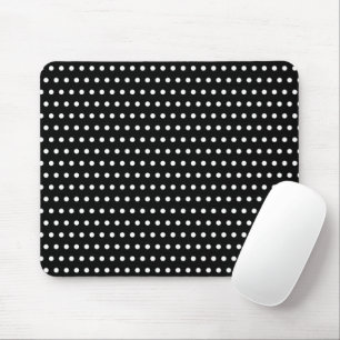 Stylish Little White Dots Pattern On Black Mouse Pad