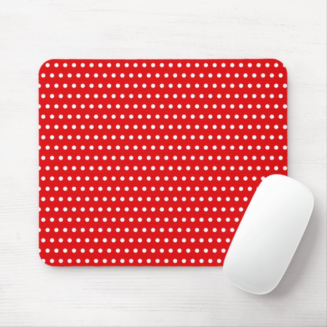 Stylish Little White Dots Pattern On Red Mouse Pad (With Mouse)