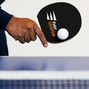 Stylish Logo Name Black  Ping Pong Paddle