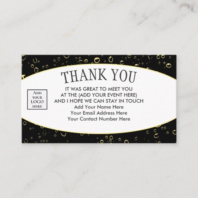 Stylish Logo THANK YOU Networking Business Card (Front)