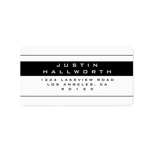Stylish Looking Black & White Return Address Label (Front)