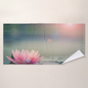 Stylish Lotus Flower Landscape, Zen Bath Towel Set