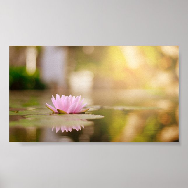 Stylish Lotus Flower Landscape, Zen Poster (Front)