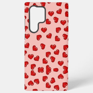 Stylish lovers Red heart pattern on pink Samsung Galaxy Case