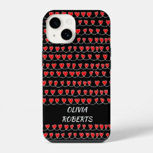 Stylish Loves Red Hearts Pattern Personalized iPhone 14 Case