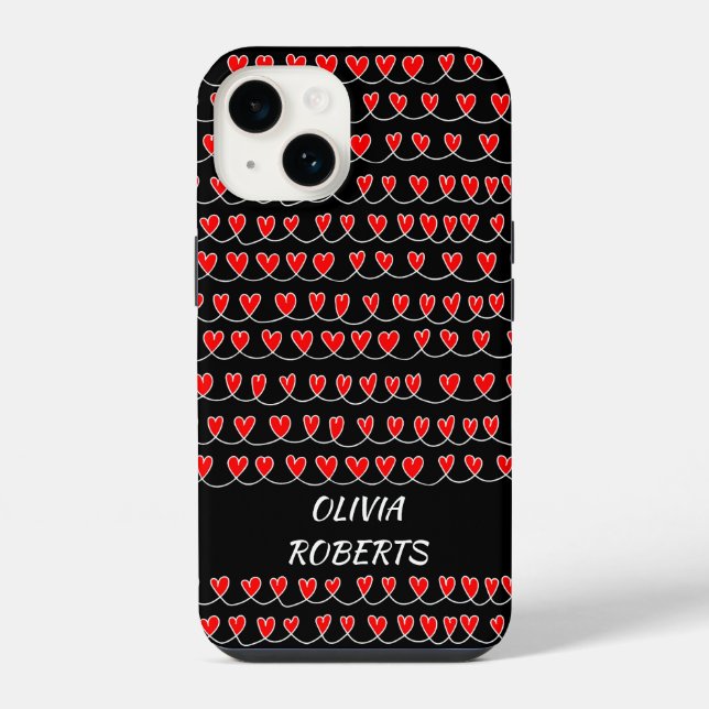 Stylish Loves Red Hearts Pattern Personalized iPhone Case (Back)