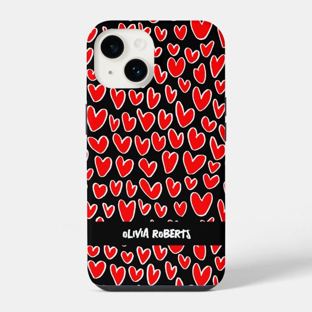 Stylish Loves Red Hearts Pattern Personalized iPhone Case (Back)