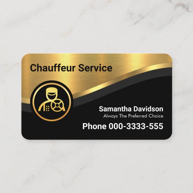 Stylish Luxurious Gold Curve Wave Driving Business Card (Front)