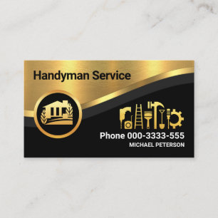 Stylish Luxurious Gold Wave Handyman Business Card