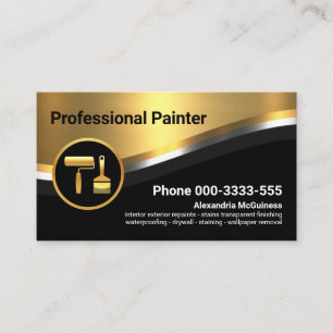 Stylish Luxurious Metallic Waves Painting Business Card