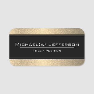 Stylish Luxury Black On Luxury Gold Glitter Unique Name Tag