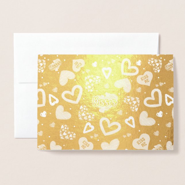 Stylish Luxury Golden Hearts Valentine's Day Foil Card (Front With Envelope)