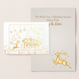 Stylish Luxury Golden Reindeer Christmas Foil Card