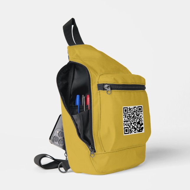 Stylish M Gold Cut Sew Sling Bag with QR Code (Open)