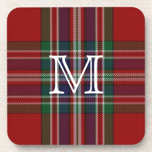 Stylish MacFarlane Plaid Monogram Coaster