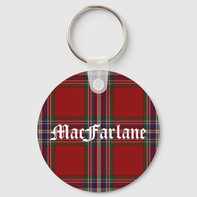Stylish MacFarlane Tartan Plaid Keychain (Front)