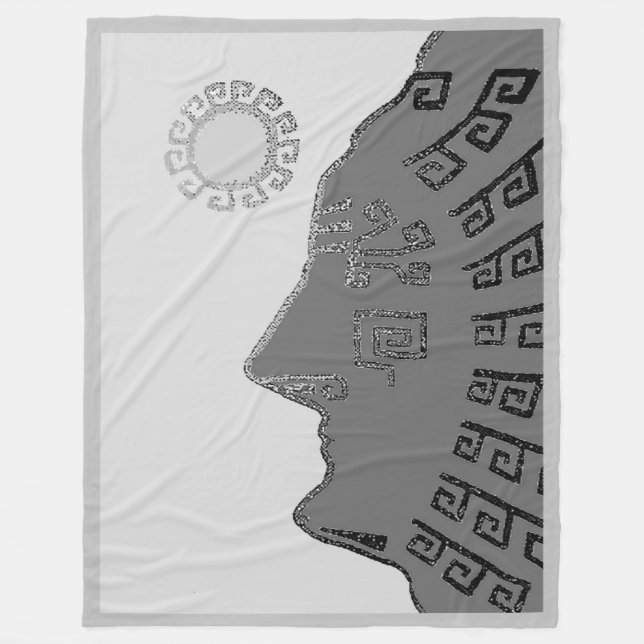 Stylish Machu Picchu Drawing on Silver Grey Fleece (Front)