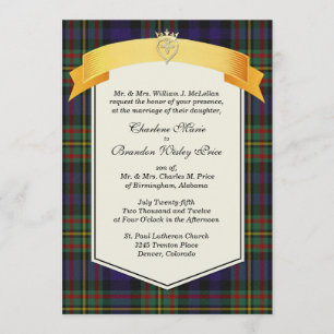 Stylish MacLellan Tartan Plaid Custom Wedding Invitation