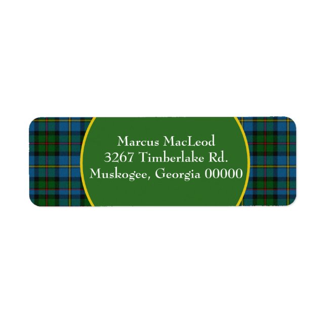 Stylish MacLeod Tartan Plaid Return Address Label (Front)