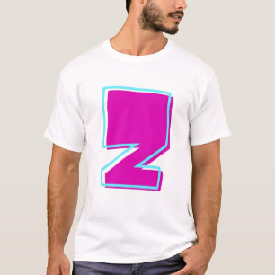 Stylish Magenta and Teal Letter Z T-Shirt
