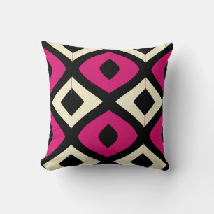 Stylish Magenta Beige Pattern Throw Pillow