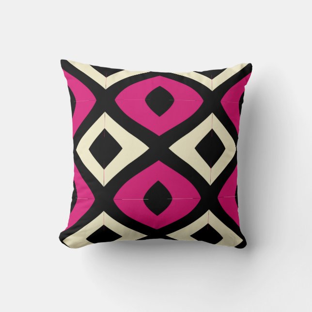 Stylish Magenta Beige Pattern Throw Pillow (Front)