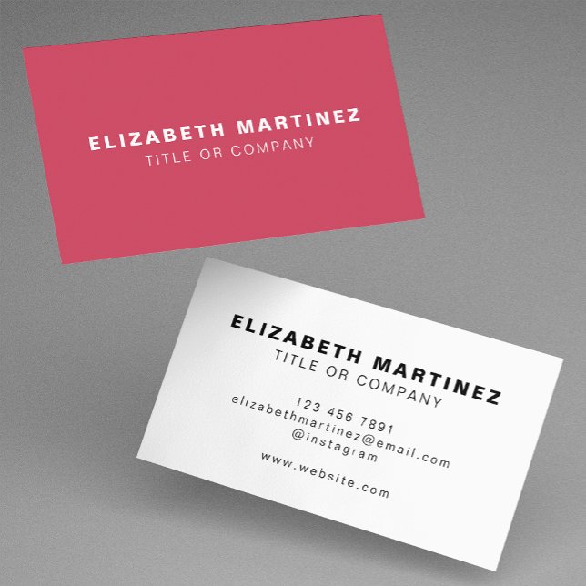 Stylish Magenta Pink Front and Back Personalized Business Card (Creator Uploaded)