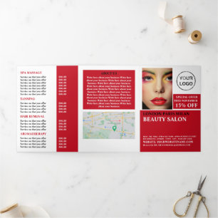 Stylish Makeup Design, Beauty Salon Tri-Fold Flyer