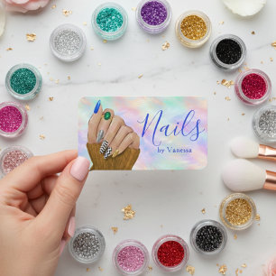 Stylish Manicurist Nail Artist Iridescent Opal Business Card