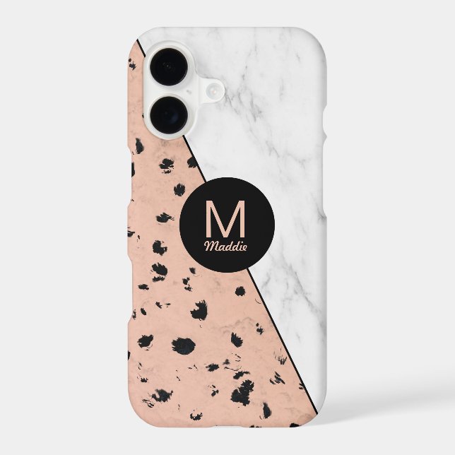 Stylish Marble and Rose Gold Pattern with Monogram (Back)