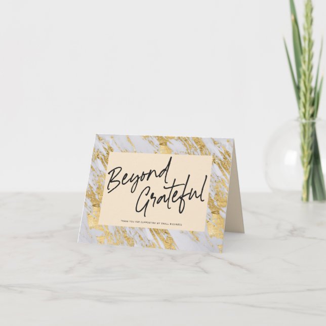 Stylish Marble,  Beyond Grateful-folded-Business   Thank You Card (Front)