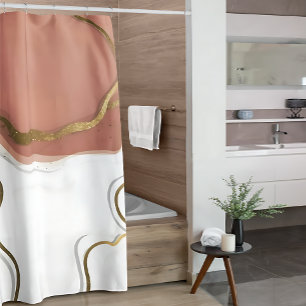 Stylish Marble Blush Pink Gold Agate Shower Curtai