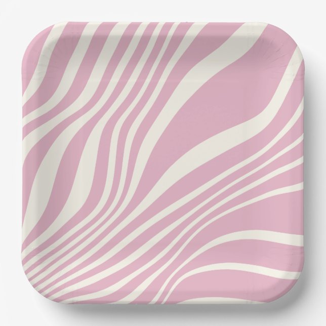 Stylish Marble Pattern on Square Paper Plates (Front)