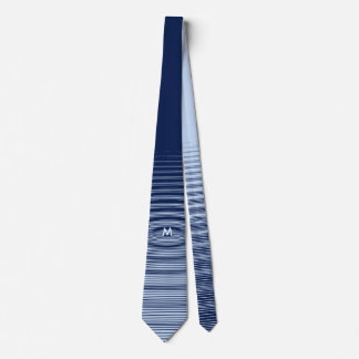 Stylish Marine Blue on blue Graphic Ripple Wave Tie
