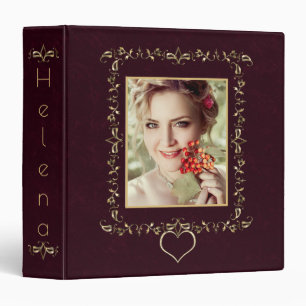 Stylish maroon shabby gold pattern 3 ring binder