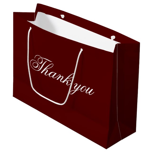Stylish Maroon Thank You Large Gift Bag Design (Front Angled)