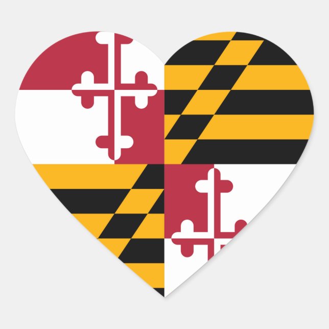 Stylish Maryland State Flag Decor Heart Sticker (Front)
