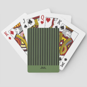 Stylish Masculine Dark Green and Black Stripes Playing Cards