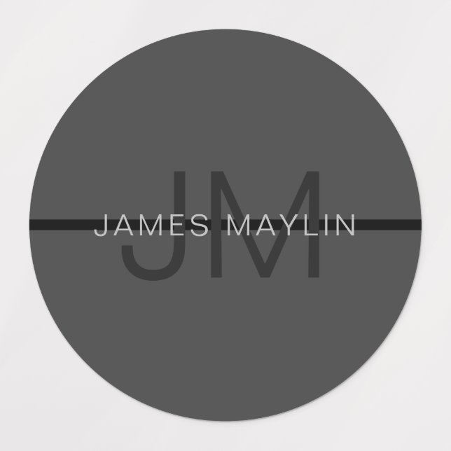 Stylish Masculine Dark Grey Name & Monogram  (Design 1)