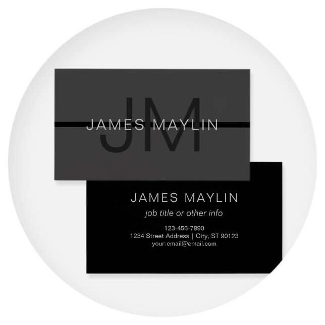 Stylish Masculine Dark Grey Name & Monogram  (Creator Uploaded)