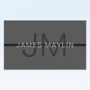 Stylish Masculine Dark Grey Name & Monogram  Sticker