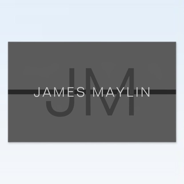 Stylish Masculine Dark Grey Name & Monogram  Sticker (Creator Uploaded)