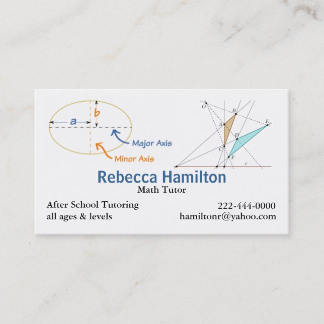 Stylish Math Tutor / Teacher's Business Card (Front)