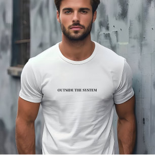 Stylish Men White Outside The System Slogan T-Shirt
