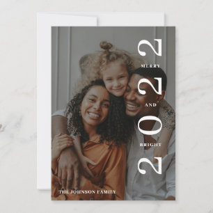 Stylish Merry and Bright Photo Green Christmas Holiday Card
