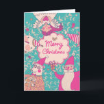 Stylish Merry Christmas Card<br><div class="desc">Stylish Merry Christmas card in bright colours. Cute Santa Claus, Funny Bear in glasses, sweet Snowman, lovely Angel and nice Owl in cartoon childish holiday card © and ® Bigstock® - All Rights Reserved.</div>