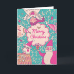 Stylish Merry Christmas Card<br><div class="desc">Stylish Merry Christmas card in bright colours. Cute Santa Claus,  Funny Bear in glasses,  sweet Snowman,  lovely Angel and nice Owl in cartoon childish holiday card © and ® Bigstock® - All Rights Reserved.</div>