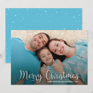 Stylish Merry Christmas Script Photo Holiday Card
