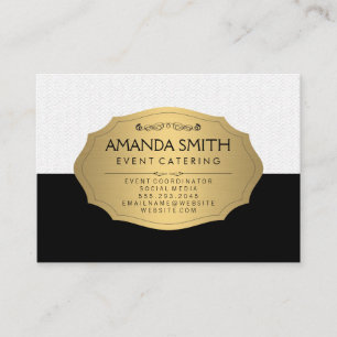 Stylish Metallic Gold Black Subtle Wavy Pattern Business Card